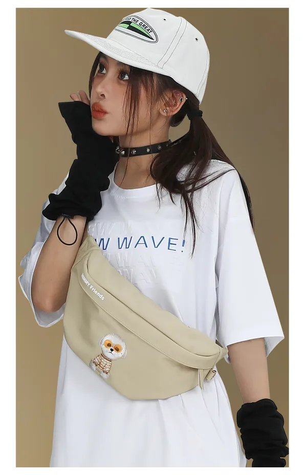 Nimmy_Friends_Beige_Canvas_Dog_Patch_Crossbody_Bag_For_Unisex