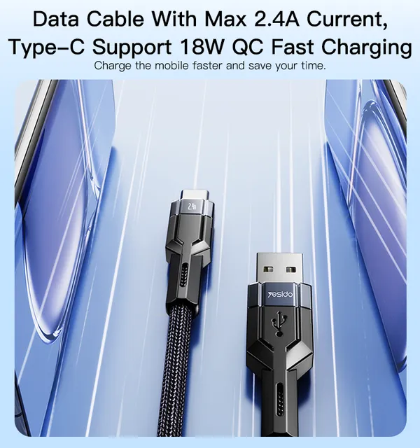 Yesido_CA106_USB_A-_USB_C__Charging_Cable_1.2M_Nylon_Braided