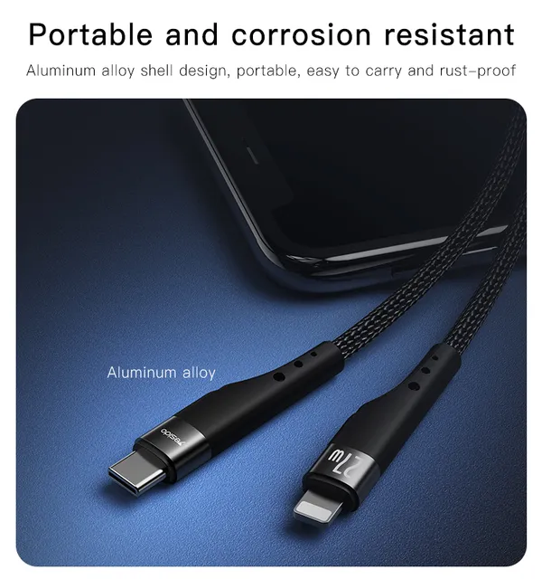 Yesido_CA115_Type-C_To_Lightning_27W_Nylon_Braided_Charging_Cable