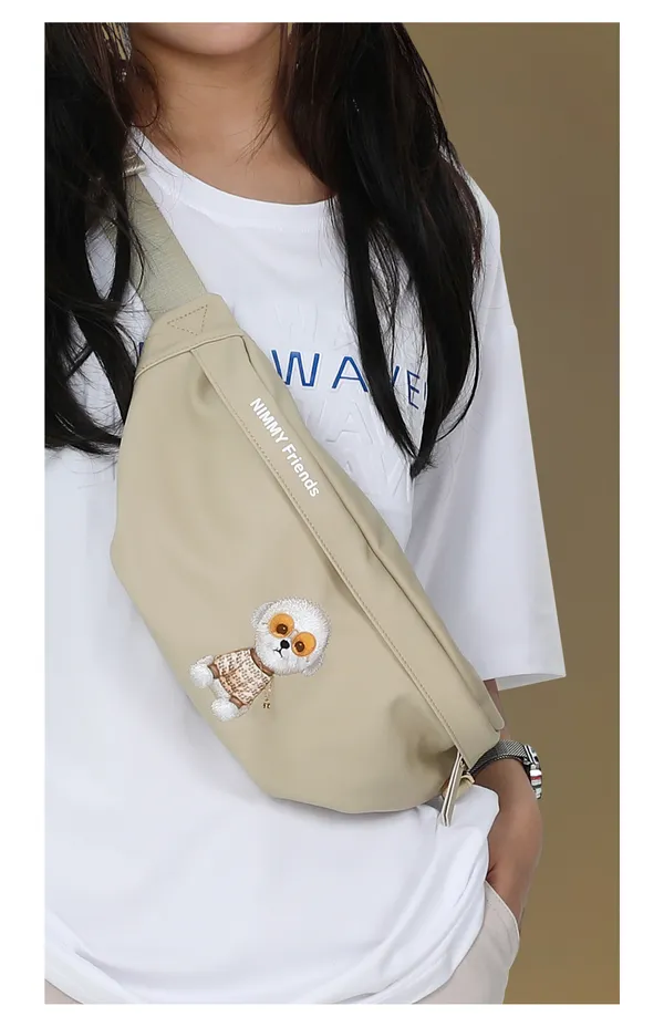 Nimmy_Friends_Beige_Canvas_Dog_Patch_Crossbody_Bag_For_Unisex
