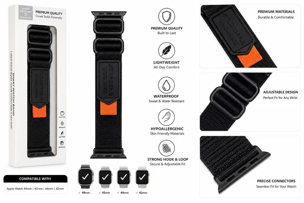 Black_Trail_Loop_Nylon_Watch_Strap_Compatible_with_Apple_Watch_Ultra_2_Ultra_Series_10_9_8_7_6_SE