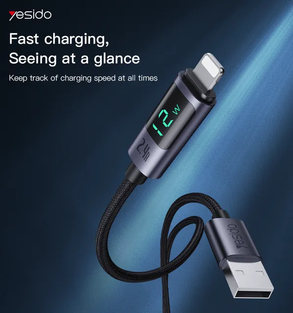 Yesido_CA122L_Lightning_To_Usb_A_Fast_Charging_Cable_With_Display_1.2_M