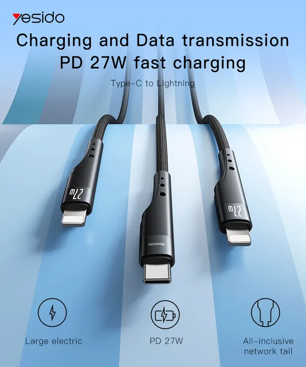 Yesido_CA115_Type-C_To_Lightning_27W_Nylon_Braided_Charging_Cable