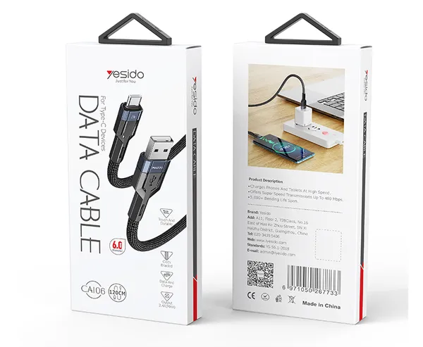 Yesido_CA106_USB_A-_USB_C__Charging_Cable_1.2M_Nylon_Braided