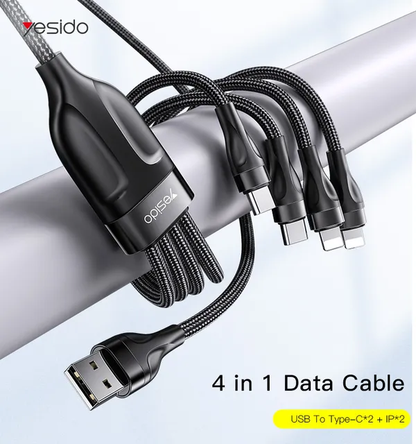 Yesido_CA111__Usb-A_TO_Lightning_&_Type_C_Multi-Device_Fast_Charging_Nylon_Braided_Cable