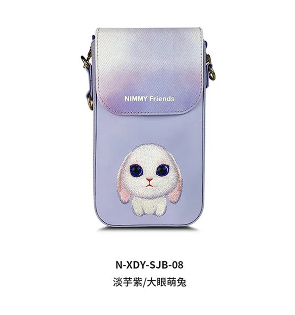 Nimmy_Friends_Lavender_Polyester_Canvas_Bunny_Print_Phone_Crossbody_Bag_For_Women