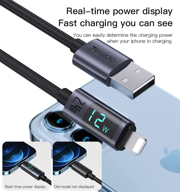 Yesido_CA122L_Lightning_To_Usb_A_Fast_Charging_Cable_With_Display_1.2_M