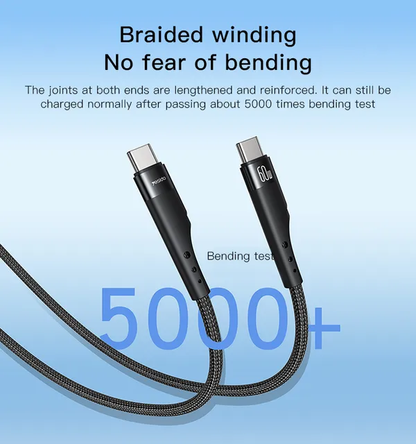 Yesido_CA116_USB_C-C_60W_Nylon_Braided_Fast_Charging_Cable_3M