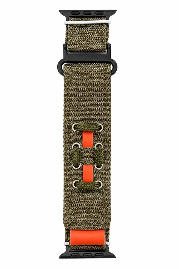 Tactical_Nylon_Loop_Watch_Strap_for_Apple_Watch_Ultra_and_Series_Olive_Green_Orange_Adjustable_Sports_Band