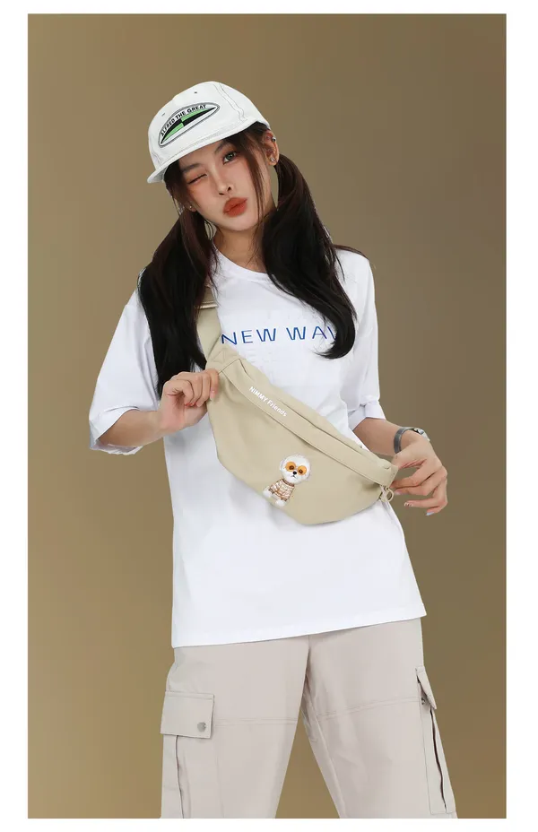 Nimmy_Friends_Beige_Canvas_Dog_Patch_Crossbody_Bag_For_Unisex