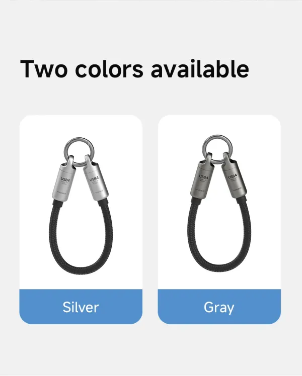 Hagibis_USB4_Portable_Keychain_Cable_Grey_40Gbps_100W_Fast_Charging_Type_C_Cable