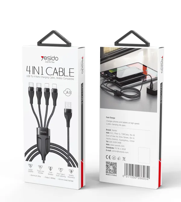 Yesido_CA111__Usb-A_TO_Lightning_&_Type_C_Multi-Device_Fast_Charging_Nylon_Braided_Cable