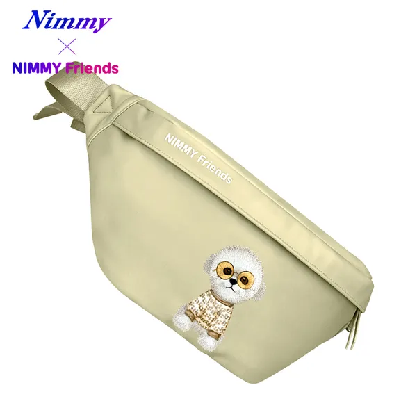 Nimmy_Friends_Beige_Canvas_Dog_Patch_Crossbody_Bag_For_Unisex