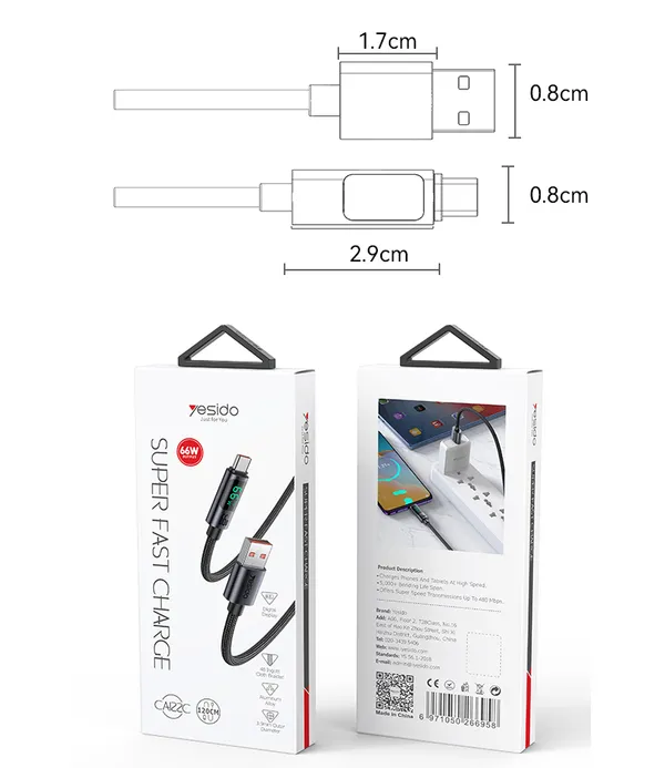 Yesido_CA122C_Usb_A-C_66W_Fast_Charging_Cable_With_Digital_Display
