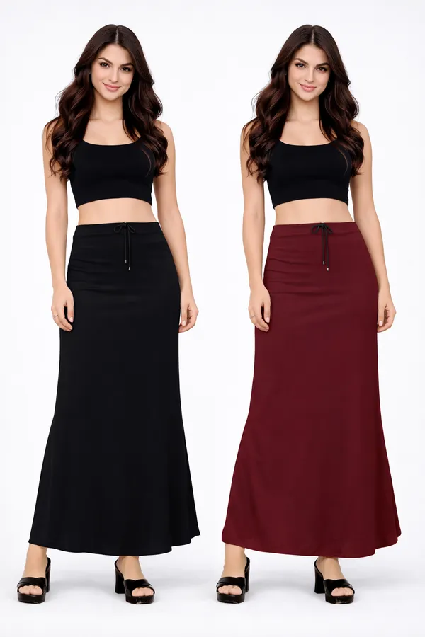 Black_Cotton_Lycra_A-Line_Drawstring_Maxi_Skirt_For_Women