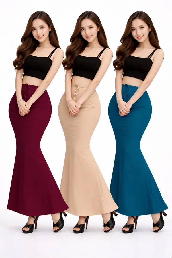 Multicolor_Cotton_Lycra_High_Waist_Mermaid_Maxi_Skirt_For_Women