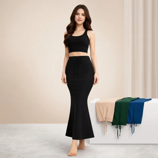Black_Cotton_Lycra_Crop_Top_Mermaid_Skirt_Set_For_Women_Pack_Of_4