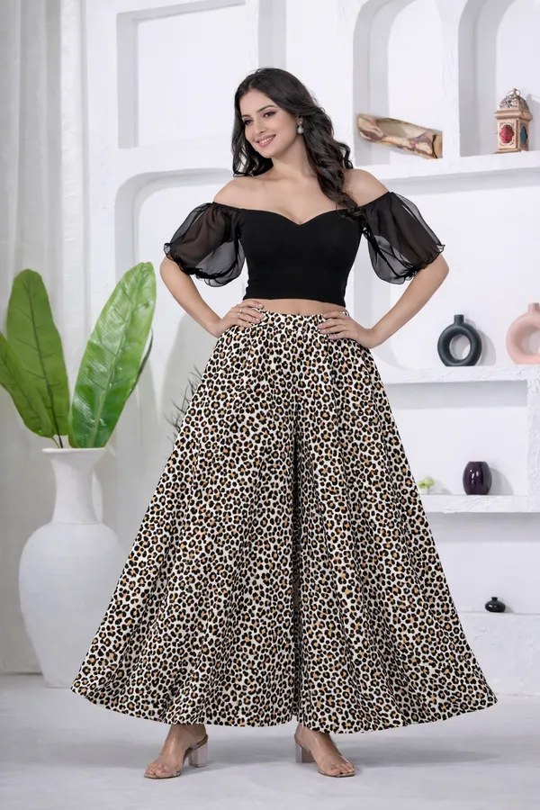 Grey_Viscose_Lycra_Leopard_Print_Puff_Sleeve_Crop_Top_Palazzo_Set_For_Women