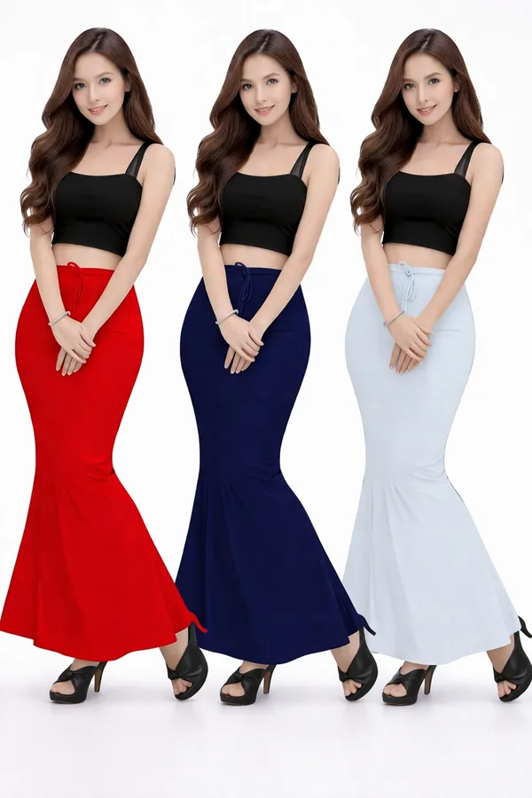 Multicolor_Cotton_Lycra_Crop_Top_Mermaid_Skirt_Set_Pack_Of_3_For_Women