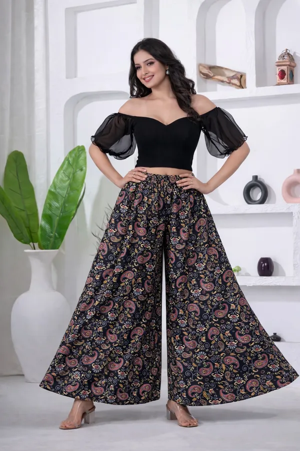 Black_Viscose_Lycra_Floral_Print_Wide_Leg_Palazzo_Pants_For_Women