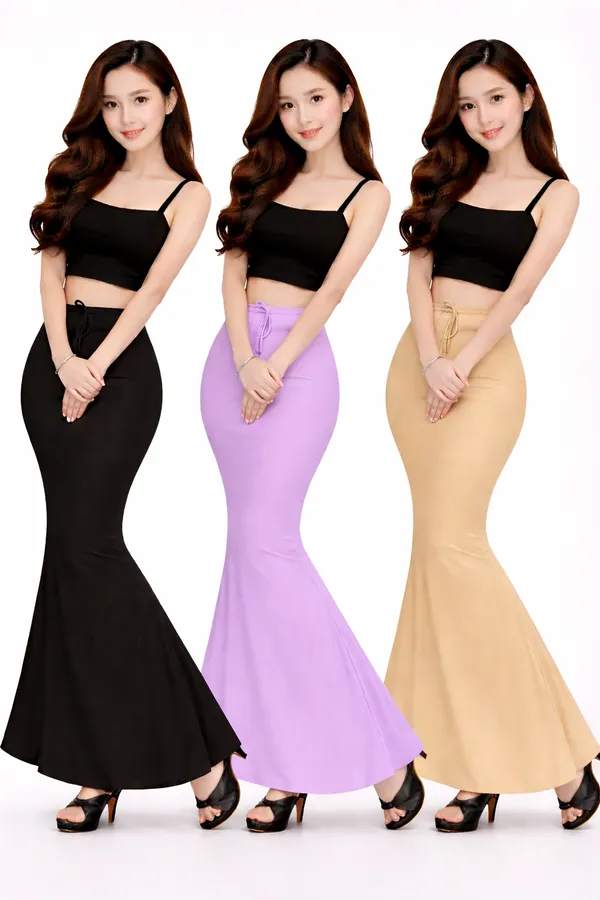 Multicolor_Cotton_Lycra_Crop_Top_High_Waist_Mermaid_Skirt_Set_Pack_Of_3_For_Women