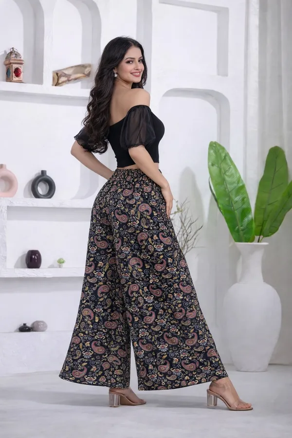 Black_Viscose_Lycra_Floral_Print_Wide_Leg_Palazzo_Pants_For_Women