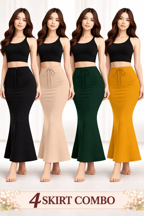 Multicolor_Cotton_Lycra_Crop_Top_Mermaid_Skirt_Combo_Pack_Of_4_For_Women