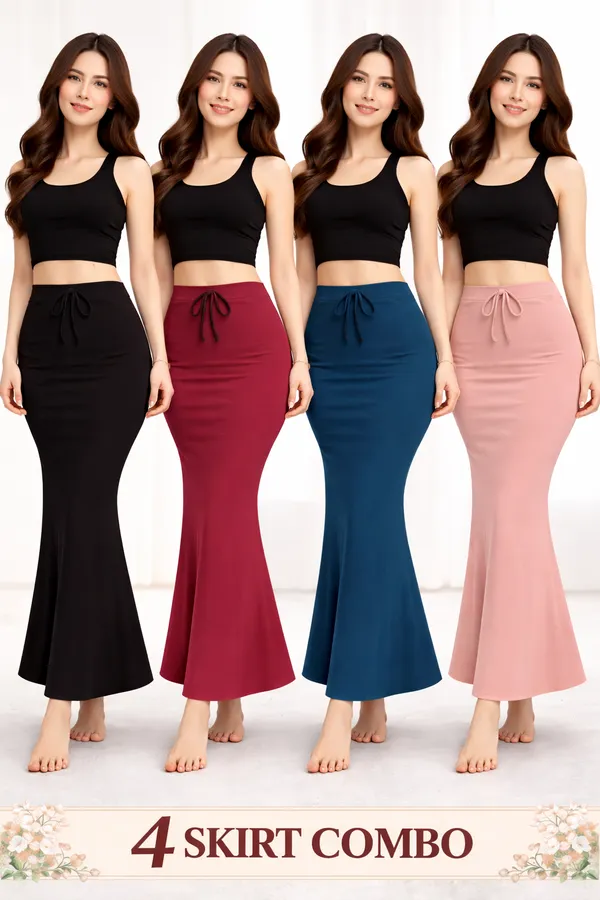 Multicolor_Cotton_Lycra_Mermaid_Skirt_Combo_Pack_Of_4_For_Women