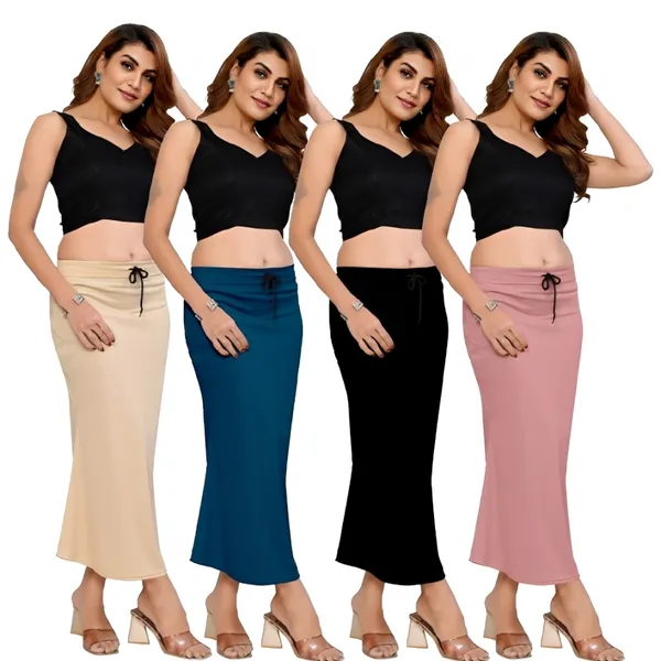 Black_Cotton_Lycra_Mermaid_Maxi_Skirt_With_Crop_Top_Set_For_Women_Pack_Of_4