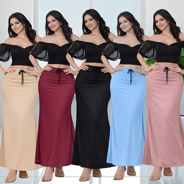 Multicolor_Cotton_Lycra_High_Waist_Drawstring_Maxi_Skirt_Pack_Of_5_For_Women