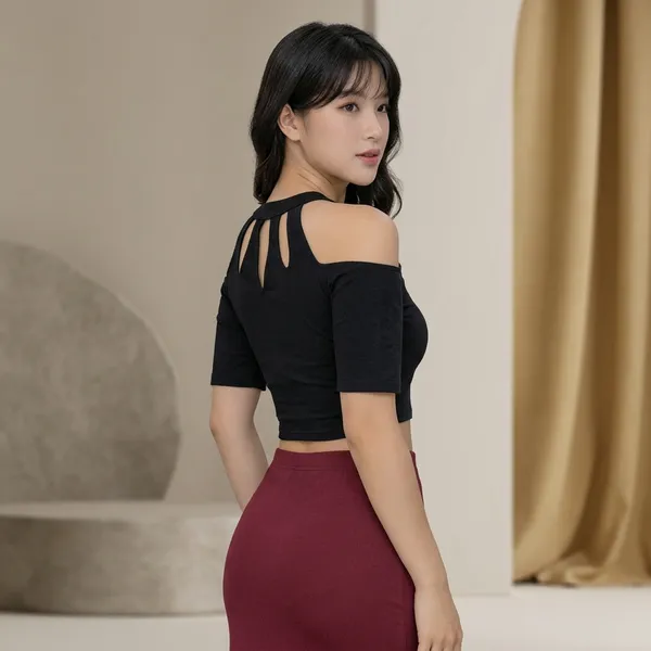 Multicolor_Cotton_Lycra_Cold_Shoulder_Cutout_Crop_Top_For_Women