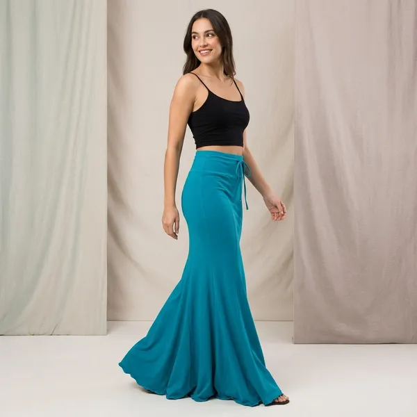 Multicolor_Cotton_Lycra_High_Waist_Mermaid_Maxi_Skirt_For_Women