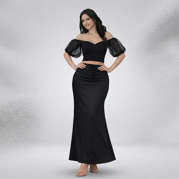Black_Cotton_Lycra_Off-Shoulder_Sheer_Sleeve_Crop_Top_For_Women