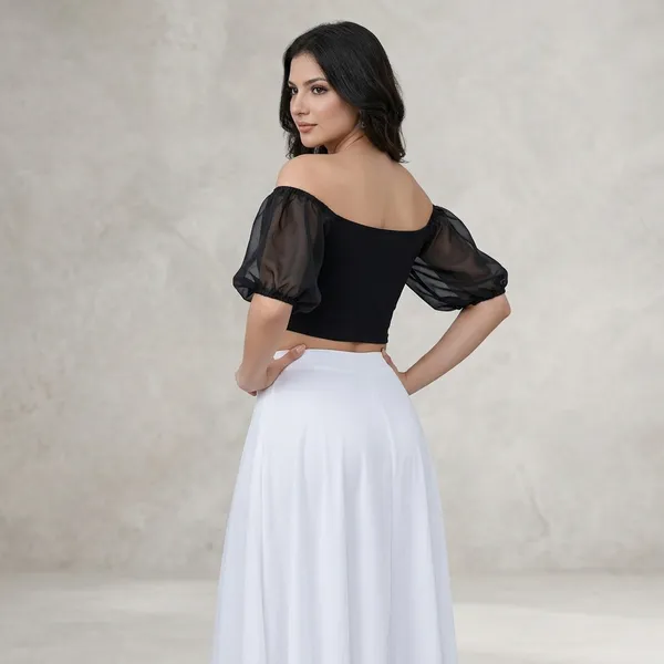 Black_Cotton_Lycra_Off-Shoulder_Sheer_Sleeve_Crop_Top_For_Women