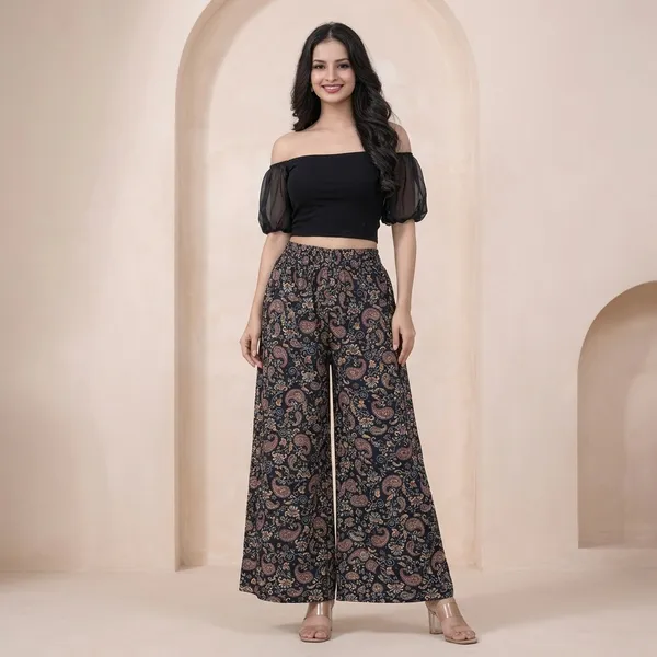 Black_Viscose_Lycra_Floral_Print_Wide_Leg_Palazzo_Pants_For_Women
