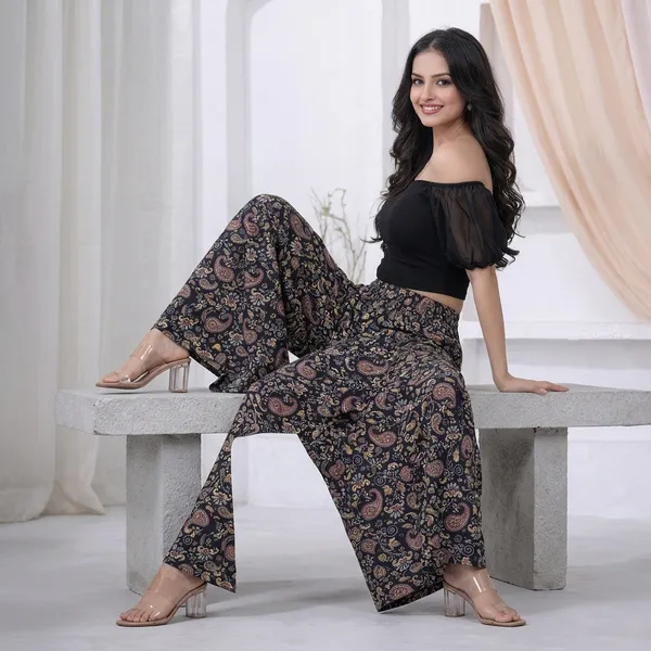 Black_Viscose_Lycra_Floral_Print_Wide_Leg_Palazzo_Pants_For_Women