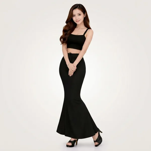 Black_Cotton_Lycra_Crop_Top_And_Mermaid_Skirt_Set_For_Women
