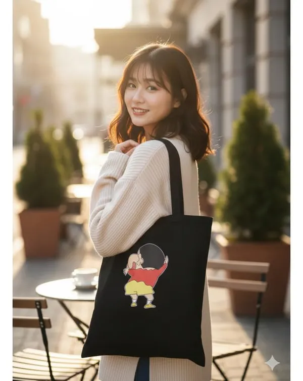 Black_Canvas_Sinchain_Print_Tote_Bag_For_Women