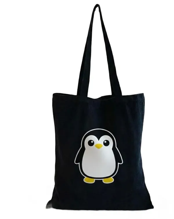 Black_Canvas_Printed_Tote_Bag_Penguin_For_Women