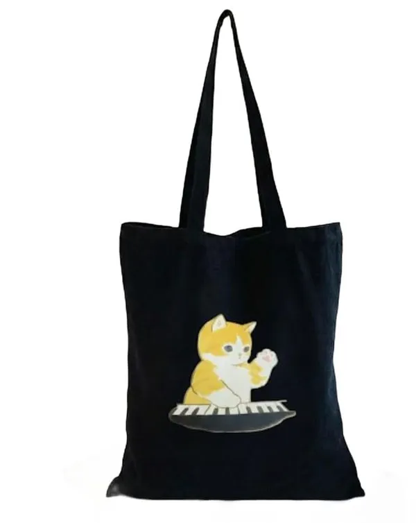 Black_Canvas_Printed_Tote_Bag_With_Cat_Playing_Piano_Print_For_Women