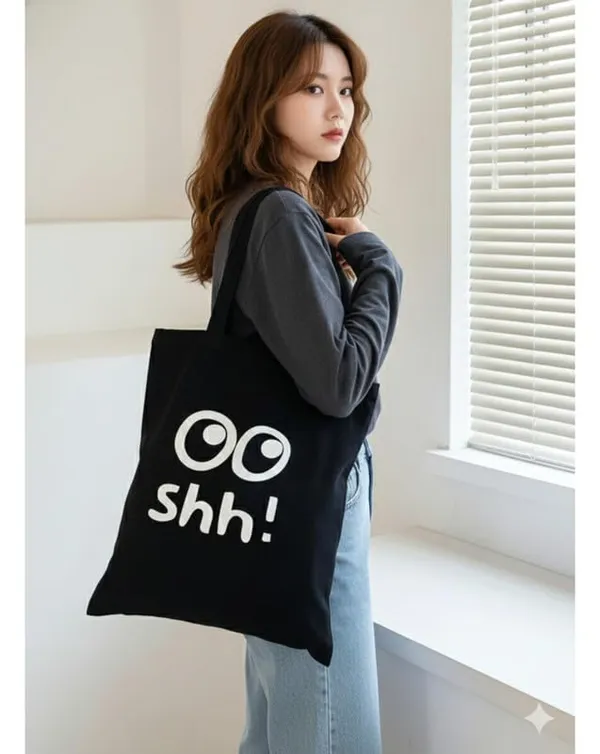 Black_Canvas_Shh_Print_Tote_Bag_For_Women