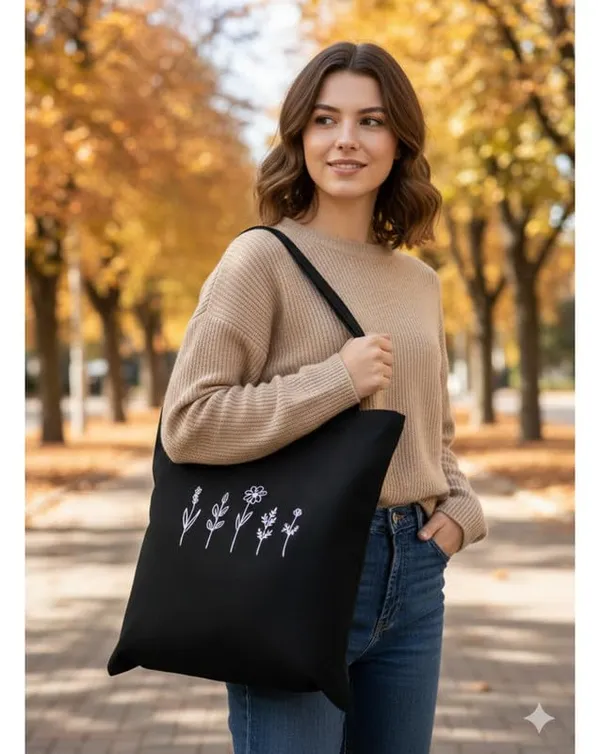 Black_Canvas_Wildflower_Print_Tote_Bag_For_Women
