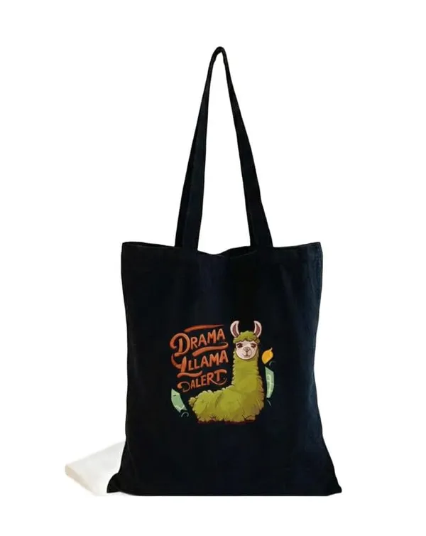 Black_Canvas_Drama_Llama_Print_Tote_Bag_For_Women