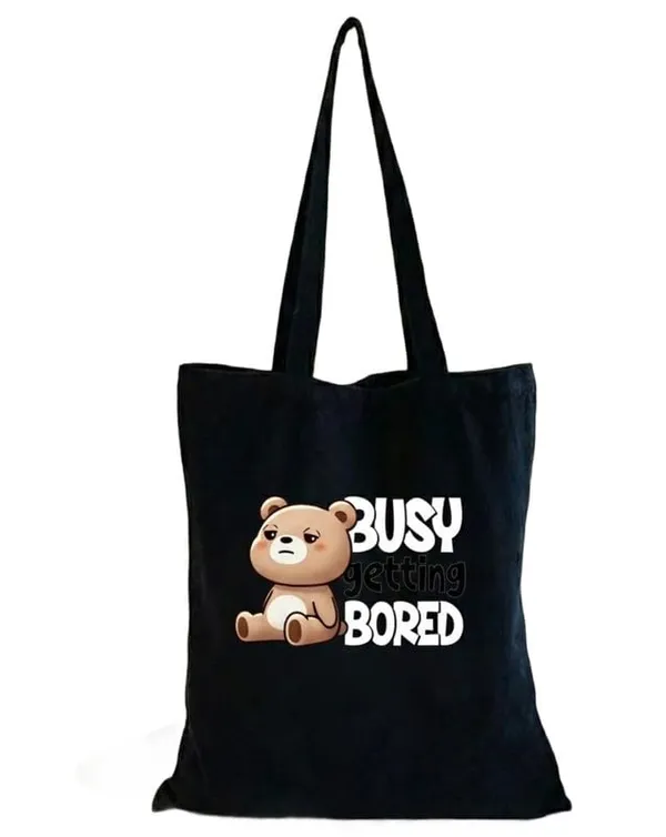 Black_Canvas_Busy_Getting_Bored_Print_Tote_Bag_For_Women
