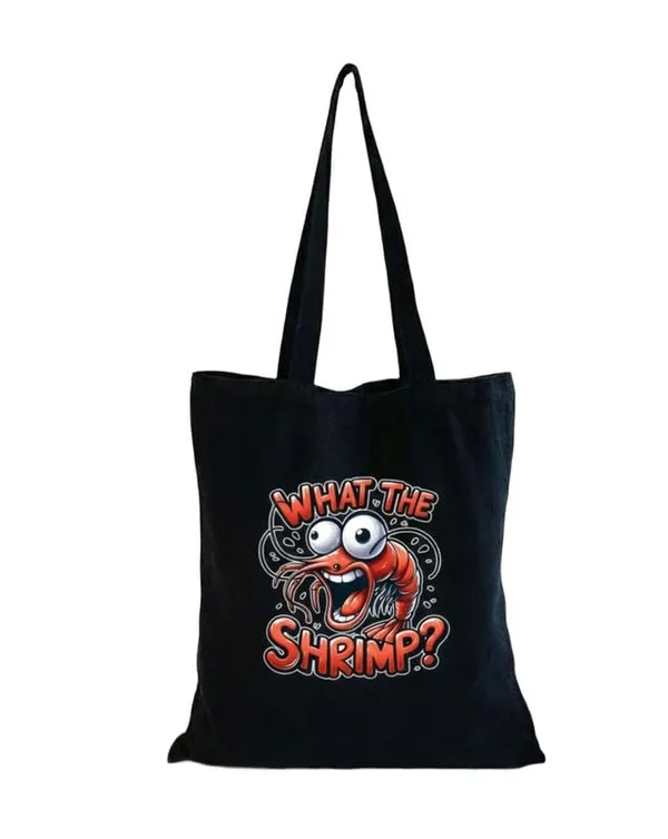 Black_Canvas_Funny_Shrimp_Print_Tote_Bag_For_Women