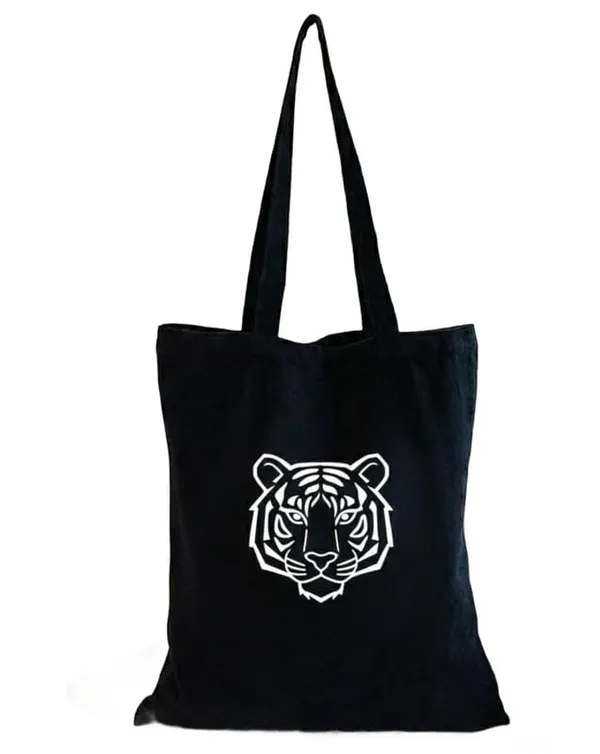 Black_Canvas_Tiger_Print_Tote_Bag_For_Women