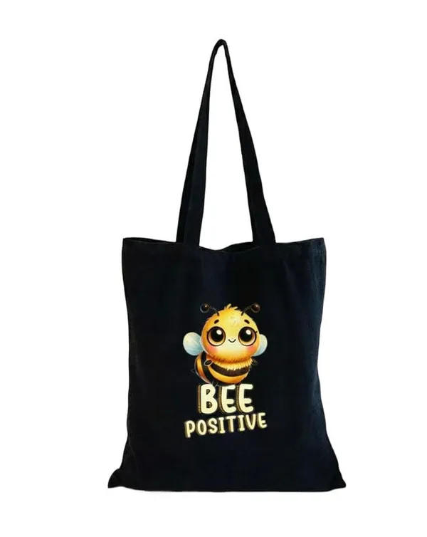 Black_Canvas_Printed_Tote_Bag_Bee_Positive_For_Women