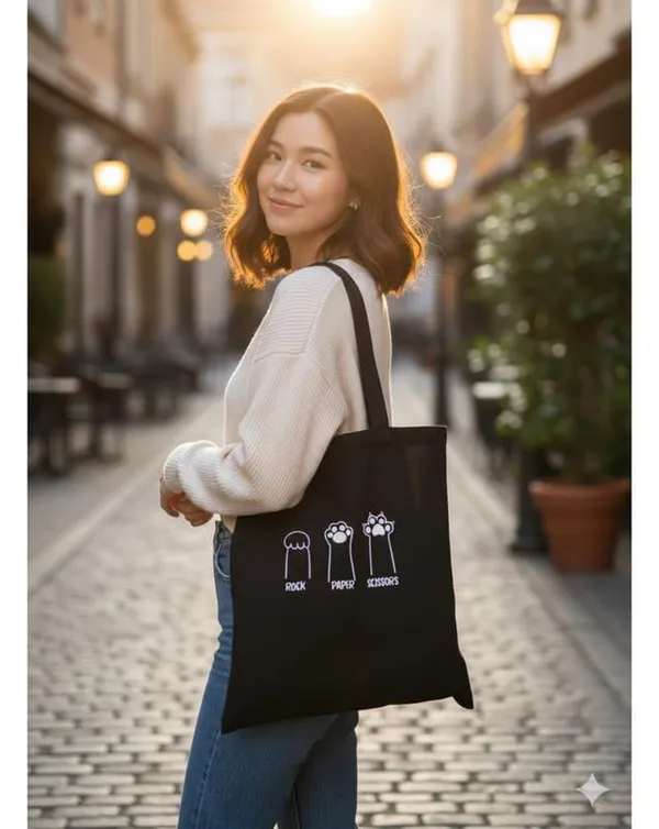 Black_Canvas_Shoulder_Tote_Bag_Rock_Paper_Scissors_Print_For_Women