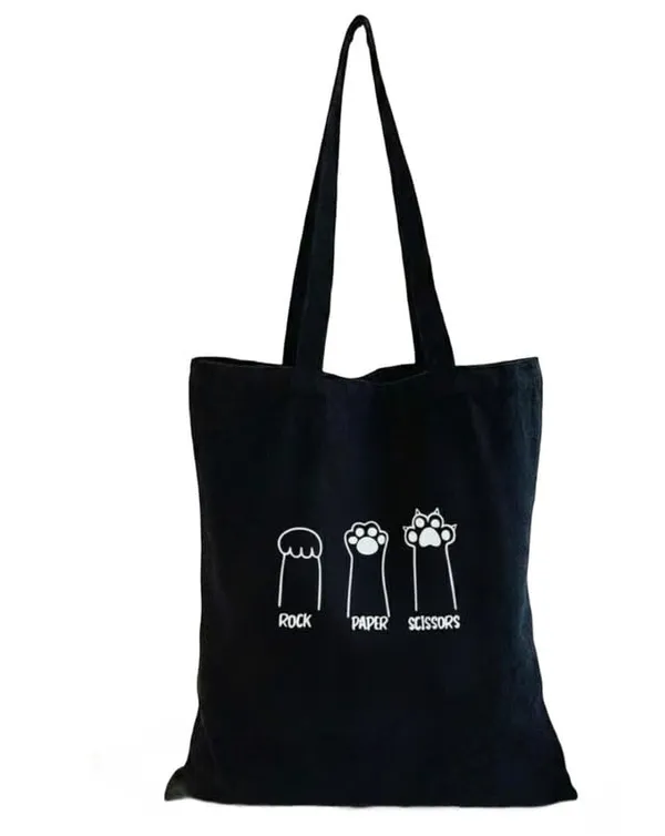 Black_Canvas_Shoulder_Tote_Bag_Rock_Paper_Scissors_Print_For_Women