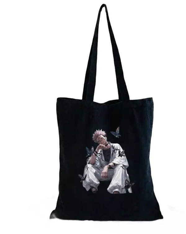 Black_Canvas_Anime_Butterfly_Print_Tote_Bag_For_Women